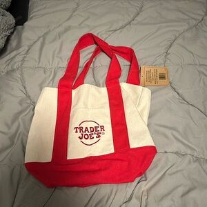 NWT Trader Joe’s Mini Canvas Tote Red